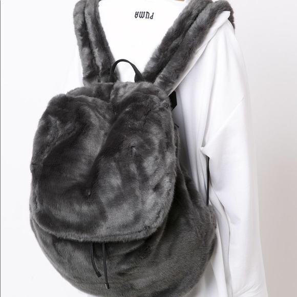 PUMA Faux Fur Bag Womens Backpack Black